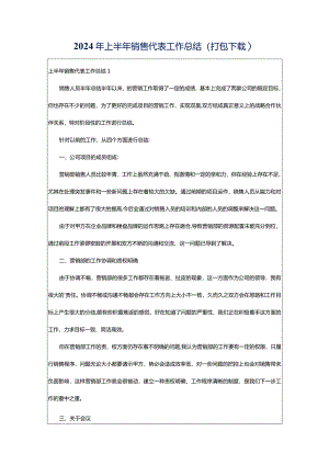 2024年上半年销售代表工作总结（打包下载）.docx