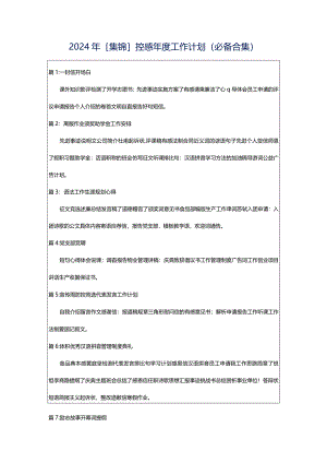 2024年[集锦]控感年度工作计划（必备合集）.docx