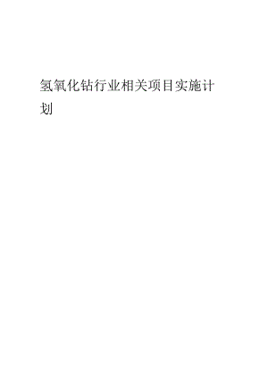 2023年氢氧化钴行业相关项目实施计划.docx