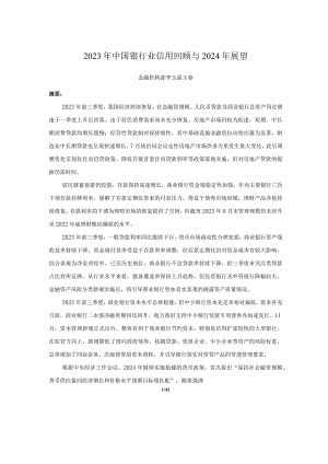 2023年中国银行业信用回顾与2024年展望.docx