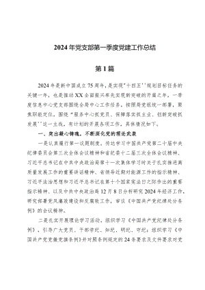 (九篇)2024年党支部第一季度党建工作总结.docx