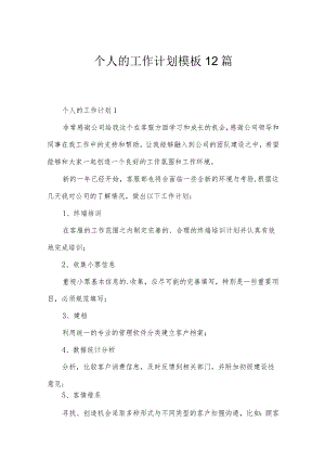 个人的工作计划模板12篇.docx