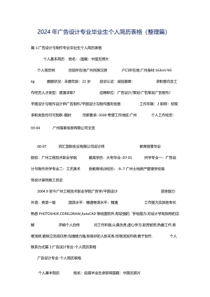 2024年广告设计专业毕业生个人简历表格（整理篇）.docx