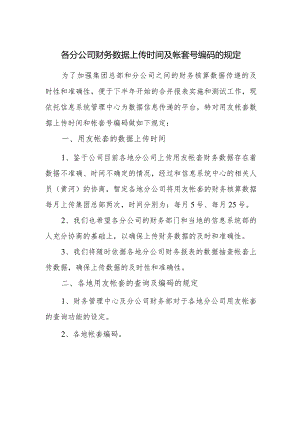 各分公司财务数据上传时间及帐套号编码的规定.docx