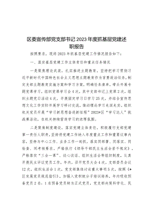 区委宣传部党支部书记2023年度抓基层党建述职报告&2023年落实全面从严治党主体责任情况的报告.docx