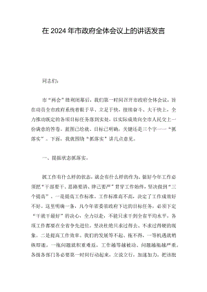 在2024年市政府全体会议上的讲话发言.docx