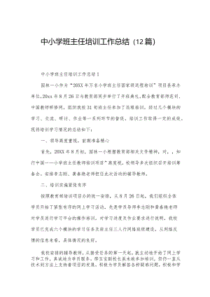 中小学班主任培训工作总结（12篇）.docx
