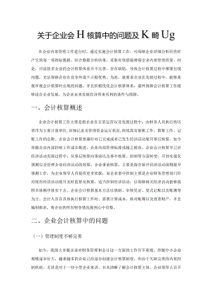 关于企业会计核算中的问题及改善策略.docx