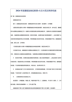 2024年发展规划岗位职责-大文斗范文网手机端.docx