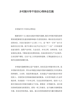 乡村振兴专干培训心得体会五篇.docx