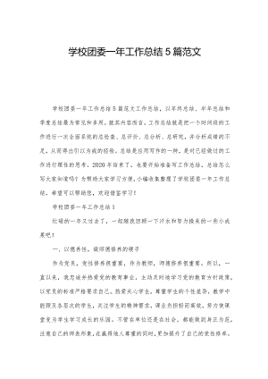 学校团委一年工作总结5篇范文.docx