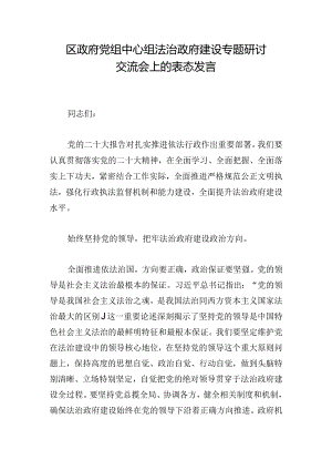 区政府党组中心组法治政府建设专题研讨交流会上的表态发言.docx