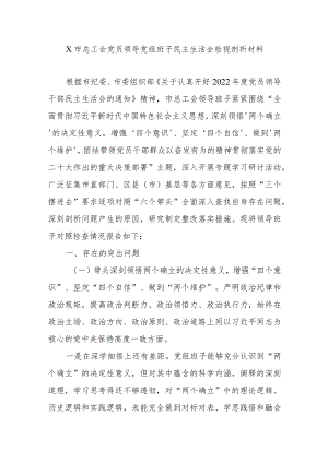 X市总工会党员领导党组班子民主生活会检视剖析材料【】.docx