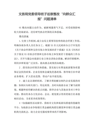 文旅局党委领导班子巡察整改“向群众汇报”问题清单.docx