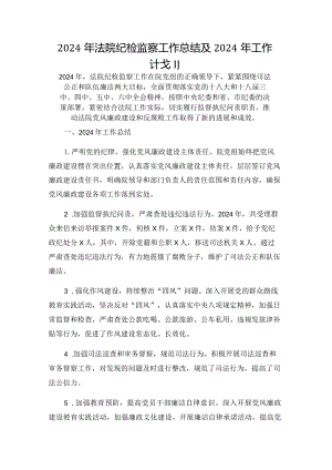 2024年法院纪检监察工作总结及2024年工作计划.docx