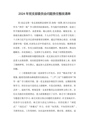 2024年党支部委员会问题责任整改清单.docx