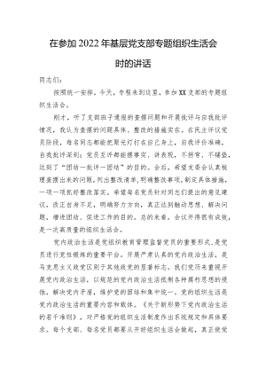 （会中）在参加2022年基层党支部专题组织生活会时的讲话2500字【】.docx