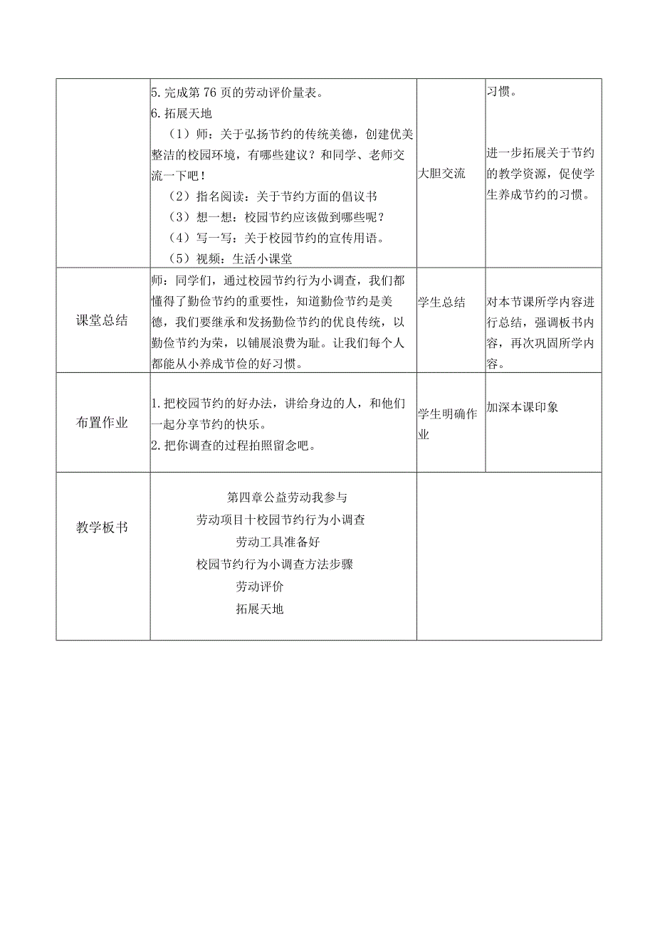 项目十校园节约行为小调查(教案)五年级劳动下册同步(人教版).docx_第3页