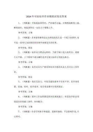2024年司钻钻井作业模拟试卷及答案.docx