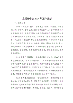 县招商中心2024年工作计划&市委党校2024年工作要点.docx