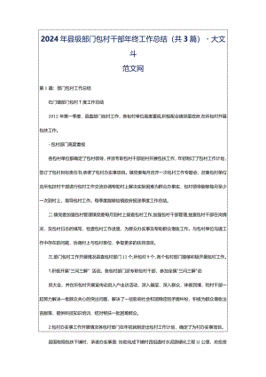2024年县级部门包村干部年终工作总结（共3篇）-大文斗范文网.docx