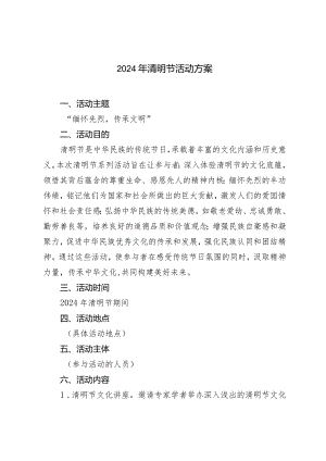 （2篇）2024年清明节活动方案全市清明节期间防火减灾行动方案.docx