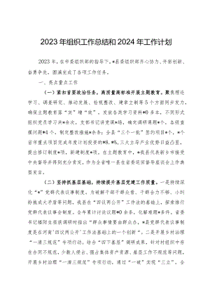 2023年组织工作总结和2024年工作计划.docx