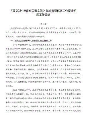 7篇2024年度有关落实第X轮巡察暨巡察工作反馈问题工作总结.docx