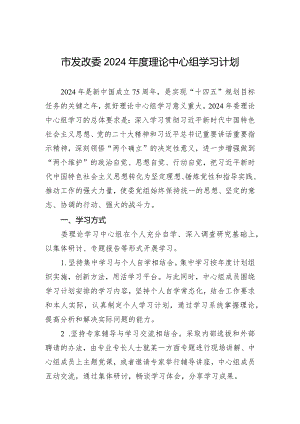 市发改委2024年度理论中心组学习计划.docx