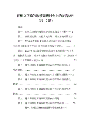 在树立正确的政绩观研讨会上的发言材料(精选10篇合集).docx