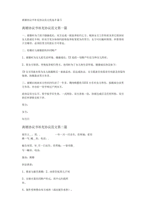 新离婚协议书补充协议范文优选8篇.docx