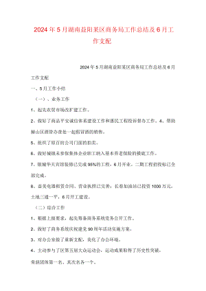 2024年5月湖南益阳某区商务局工作总结及6月工作计划.docx