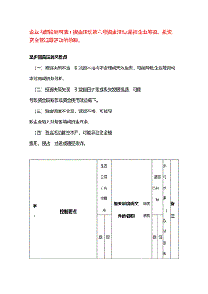 企业内部控制调研表-资金活动.docx