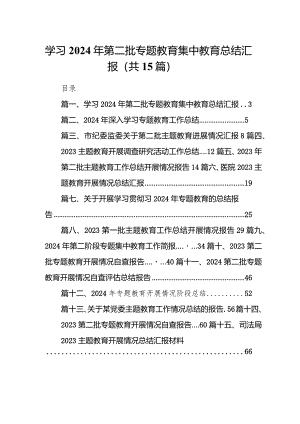 学习2024年第二批专题教育集中教育总结汇报（共15篇）.docx