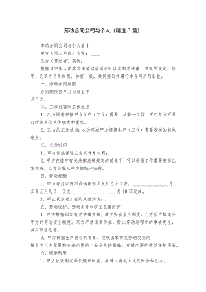 劳动合同公司与个人（精选8篇）.docx