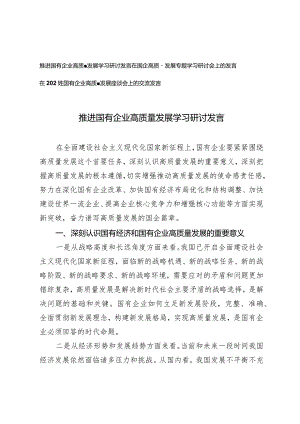 （3篇）2024年推进国有企业高质量发展学习研讨发言.docx