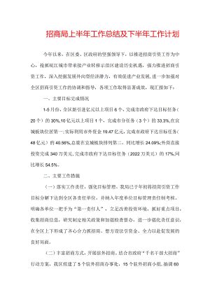 招商局上半年工作总结及下半年工作计划.docx