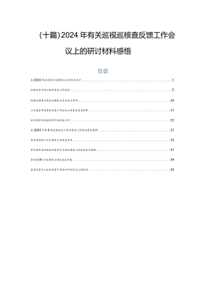 （十篇）2024年有关巡视巡核查反馈工作会议上的研讨材料感悟.docx