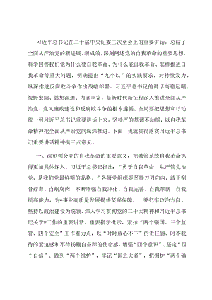市直机关局领导学习二十届中央纪委三次全会讲话交流发言.docx