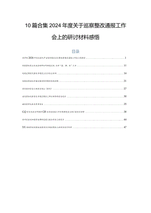 10篇合集2024年度关于巡察整改通报工作会上的研讨材料感悟.docx