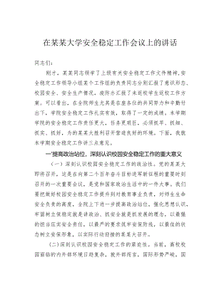 在某某大学安全稳定工作会议上的讲话.docx
