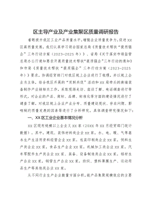 区主导产业及产业集聚区质量调研报告.docx