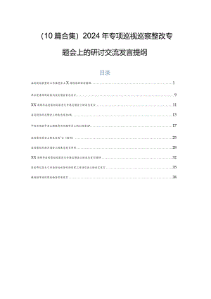 （10篇合集）2024年专项巡视巡察整改专题会上的研讨交流发言提纲.docx