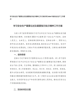 2篇学习安全生产重要论述及重要指示批示精神工作方案（市局2024年度安全生产工作要点）.docx