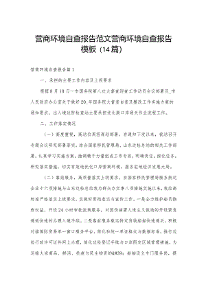 营商环境自查报告范文营商环境自查报告模板（14篇）.docx