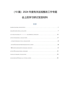 （10篇）2024年度有关巡视整改工作专题会上的学习研讨发言材料.docx