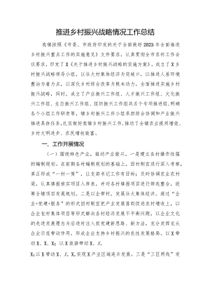 推进乡村振兴战略情况工作总结.docx