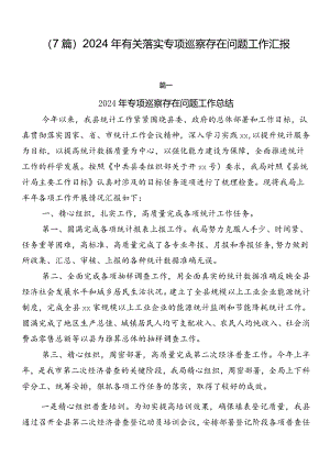（7篇）2024年有关落实专项巡察存在问题工作汇报.docx