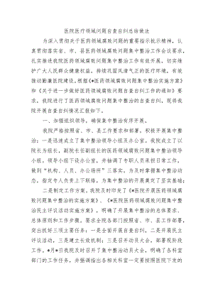 医院医疗领域问题自查自纠总结做法.docx