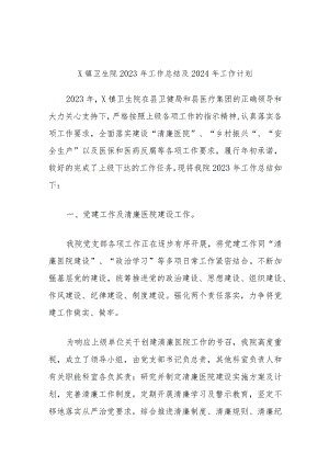 X镇卫生院2023年工作总结及2024年工作计划.docx